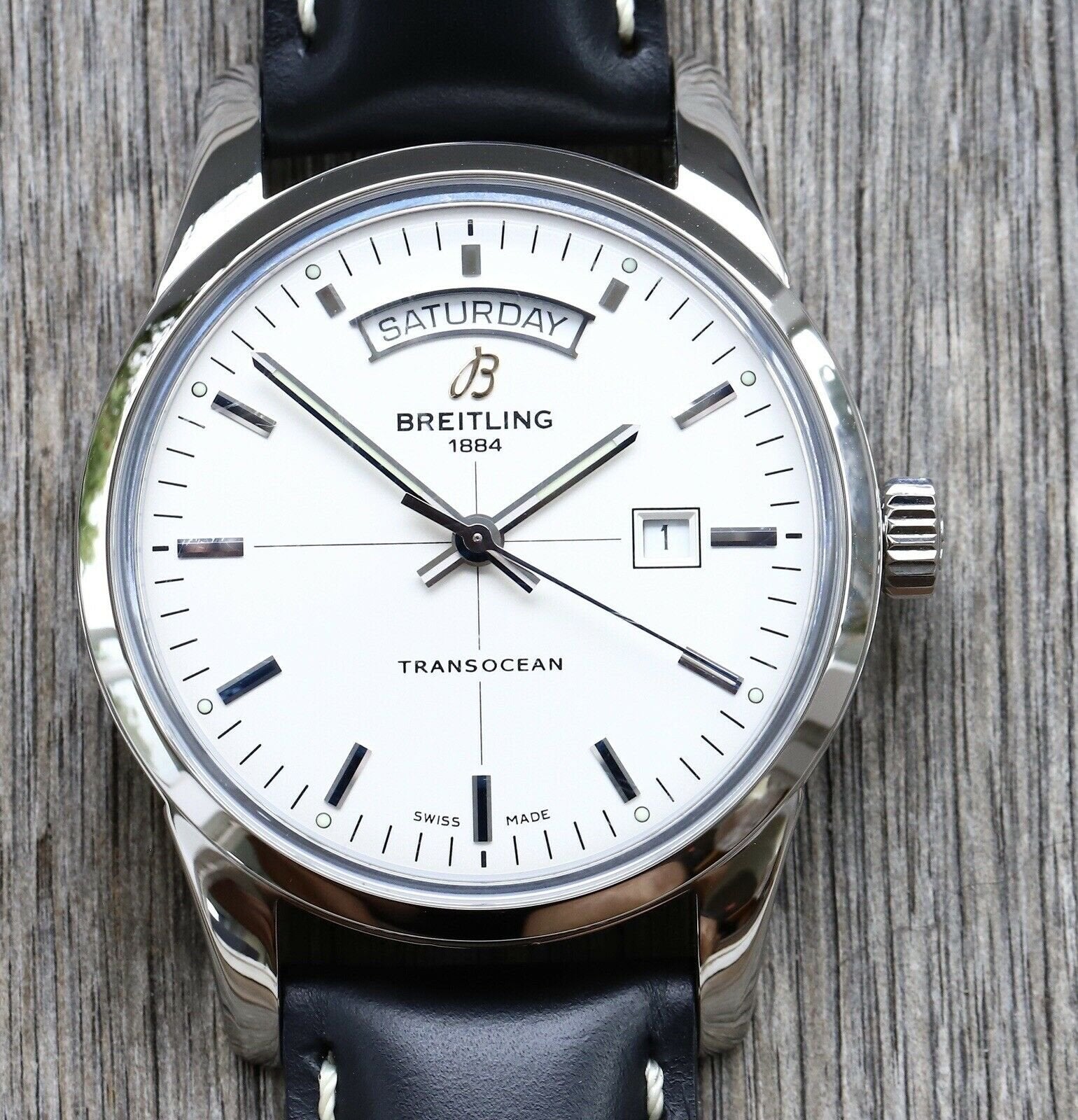 Breitling Transocean Day and Date A4531012 G77751 Freshly