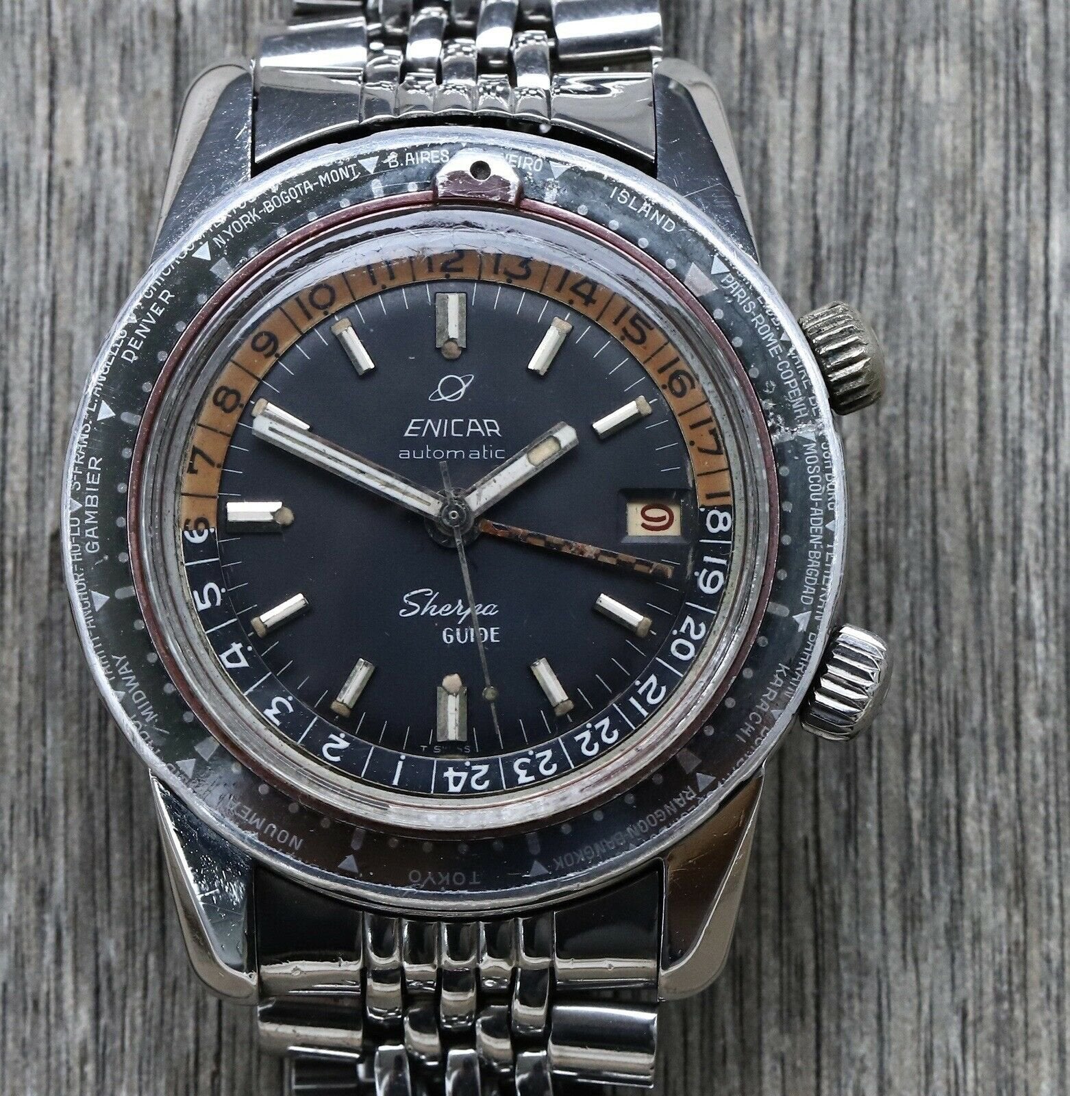 Enicar Sherpa Guide 600 GMT World Time 148 35 01 Watch Vault Australia