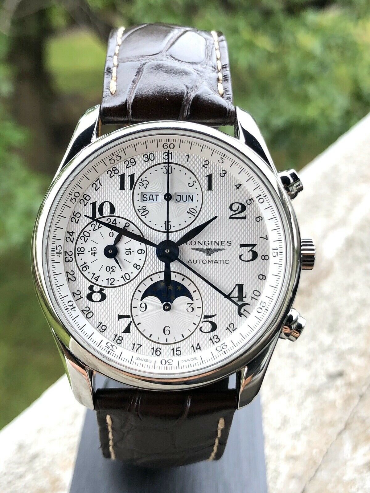 The longines master collection 40mm chronograph with moon phase discount