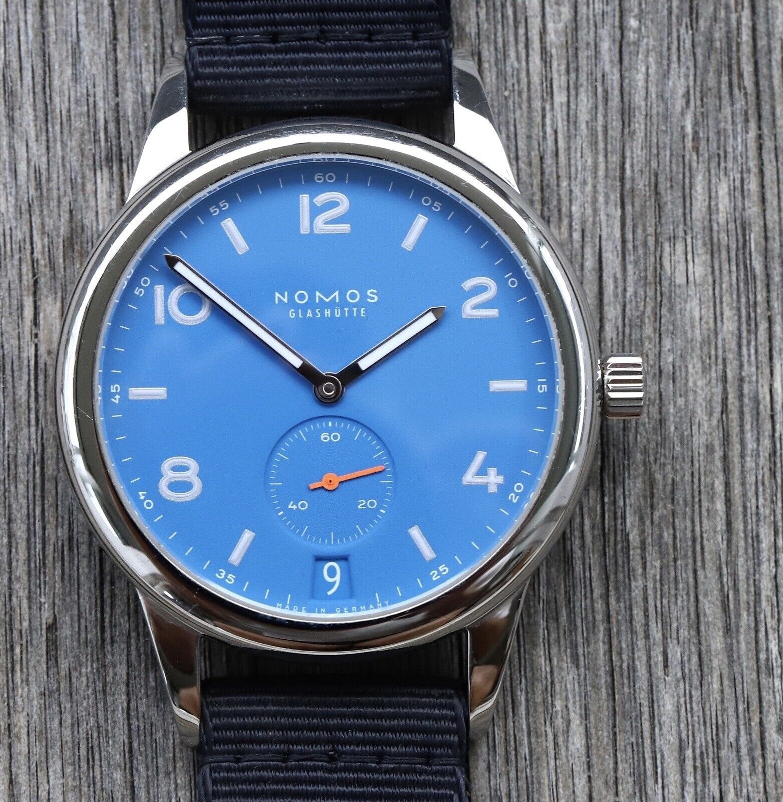 Nomos Club Automat Datum Siren Blue 777 2018 Watch Vault Australia