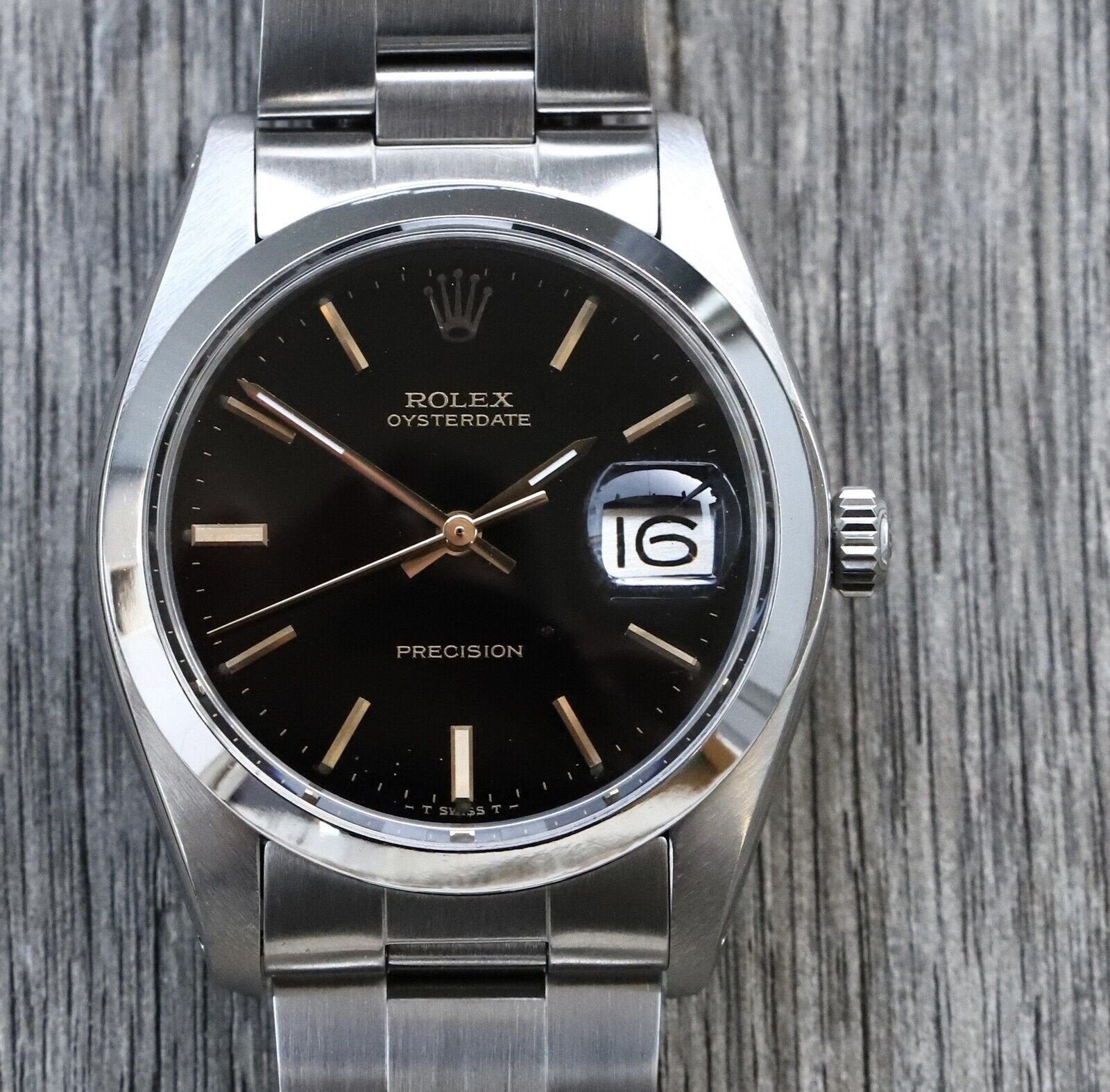 Rolex oysterdate precision black dial outlet