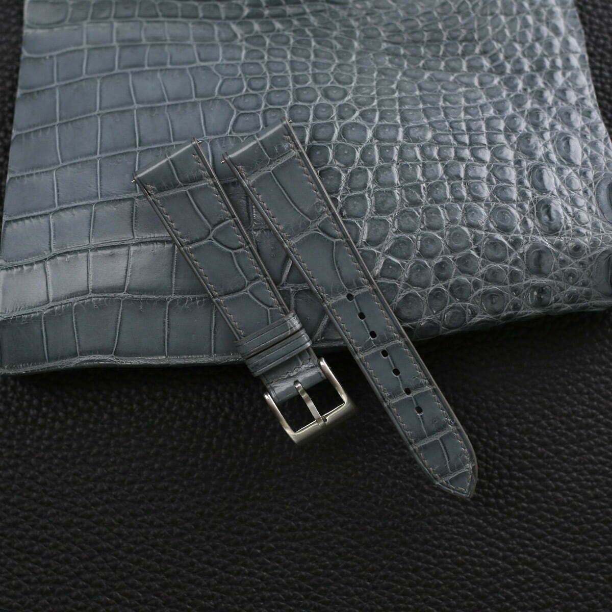 Stone Grey Alligator Leather Strap WV by HANDDN