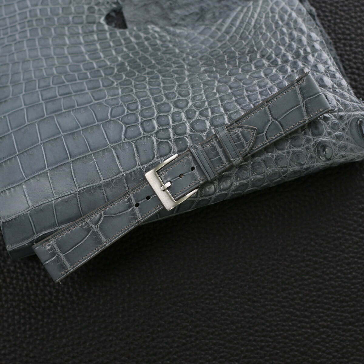 Stone Grey Alligator Leather Strap WV by HANDDN