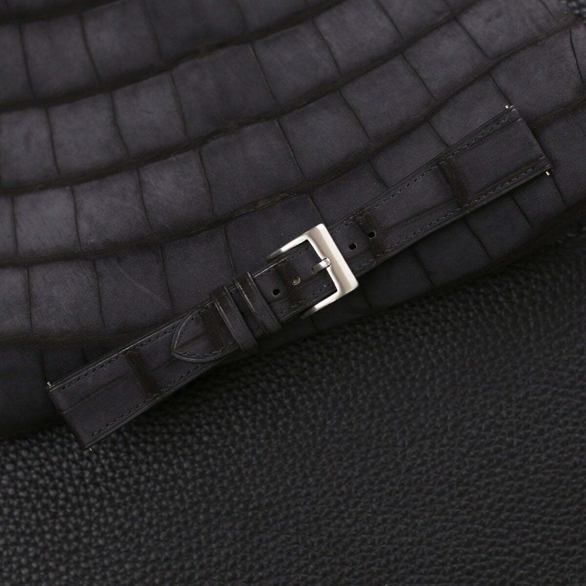 Nubuck Black SHORT Alligator Leather Strap WV by HANDDN