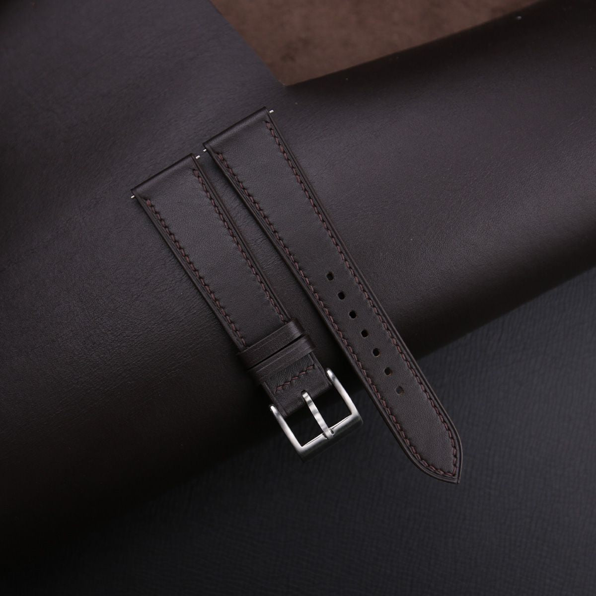 Dark Brown Box Calf Leather Strap WV by HANDDN