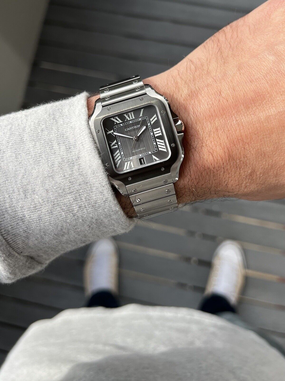 Cartier santos grey dial outlet