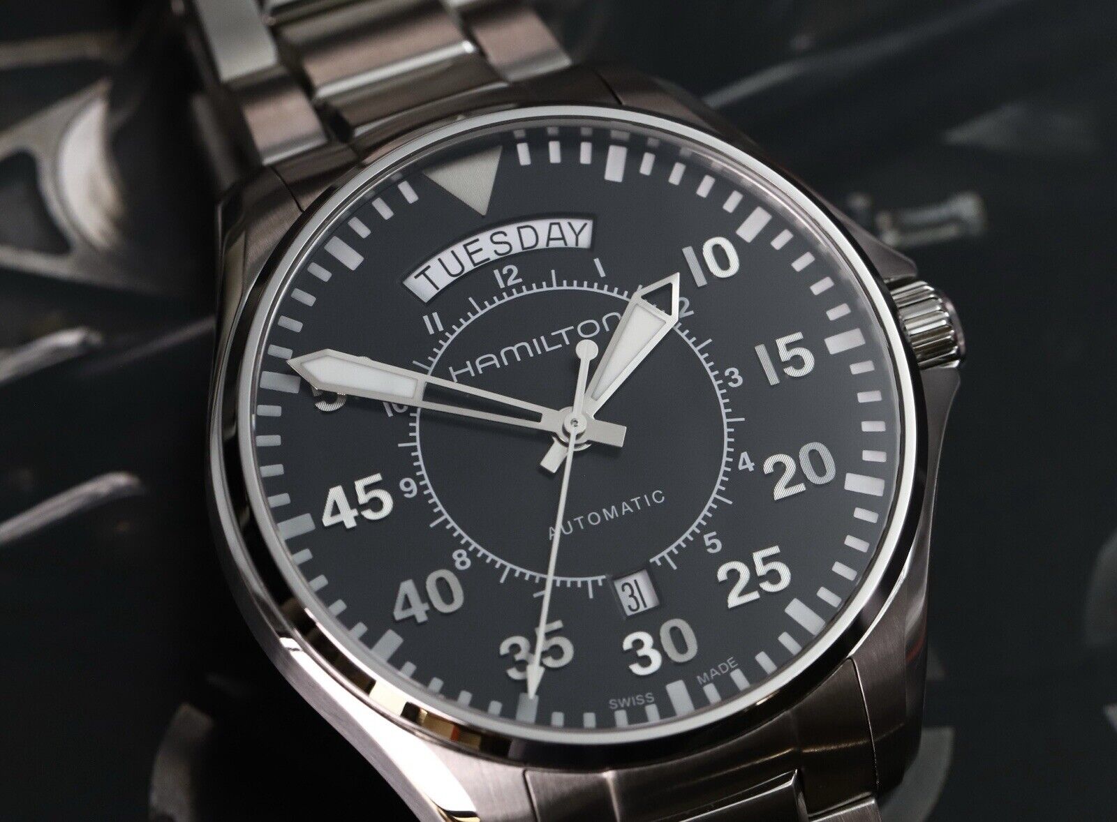 Hamilton Khaki Aviation Pilot Day Date Auto Interstellar H64615135 hamilton-khaki-aviation-pilot-day-date-auto-interstellar-h64615135