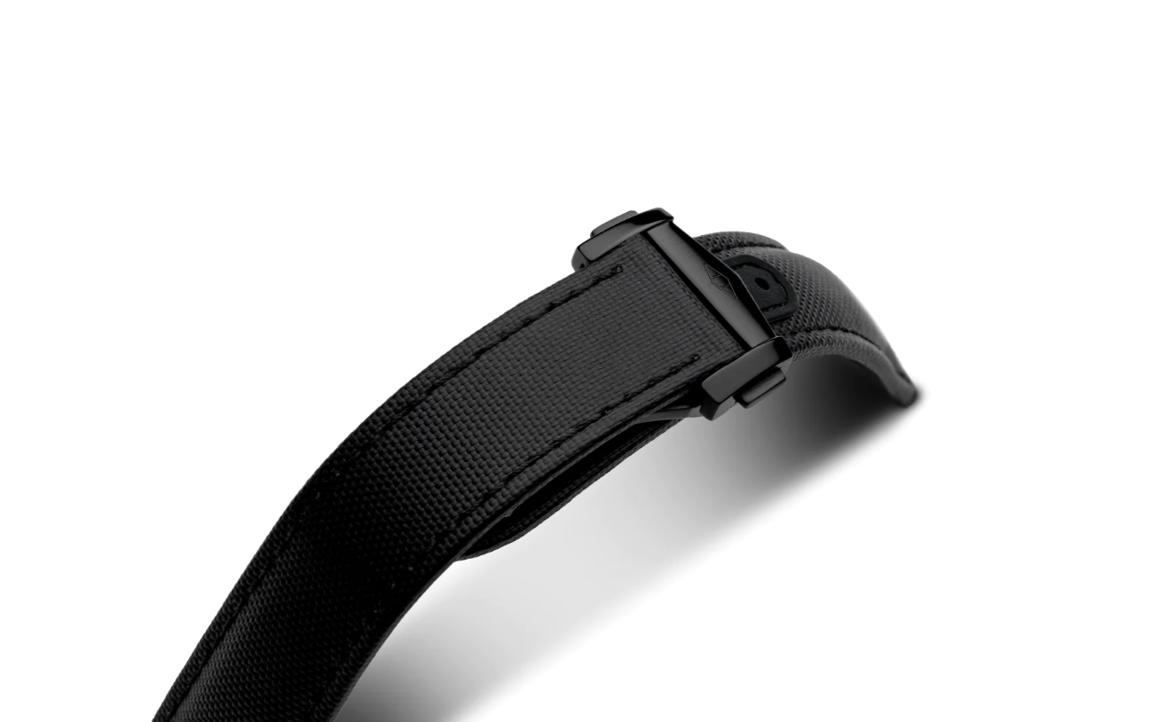 Artem Loop Less Black Sailcloth Watch Strap With Black Stitching Watch Vault Australia