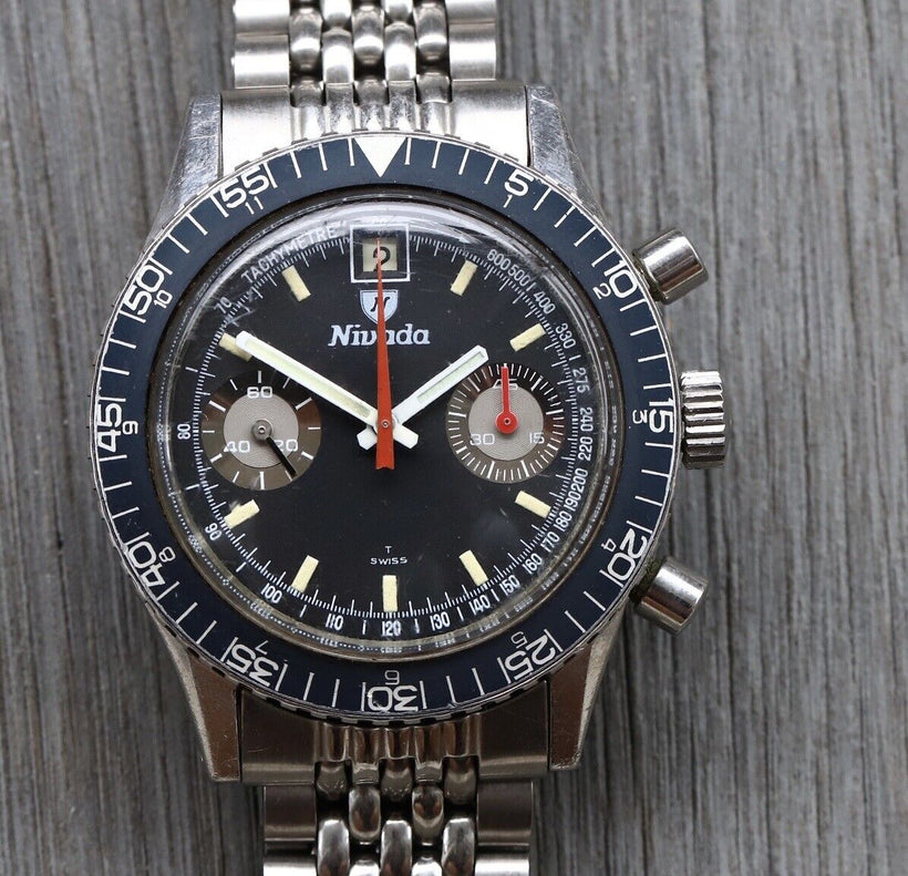 Nivada Chronomaster Aviator Sea Diver Chronoking Date 87033 - 1970's