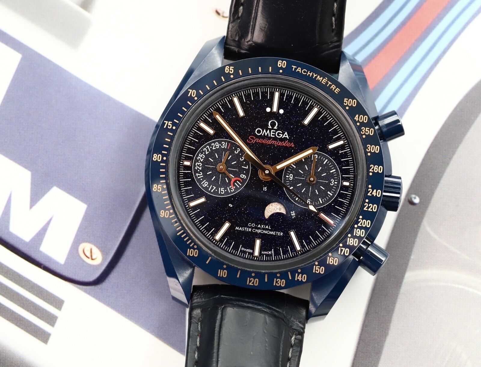 Speedmaster Blue Omega Speedmaster Blue Side of the Moon Aventurine Dial 304.93.44.52.0 ...