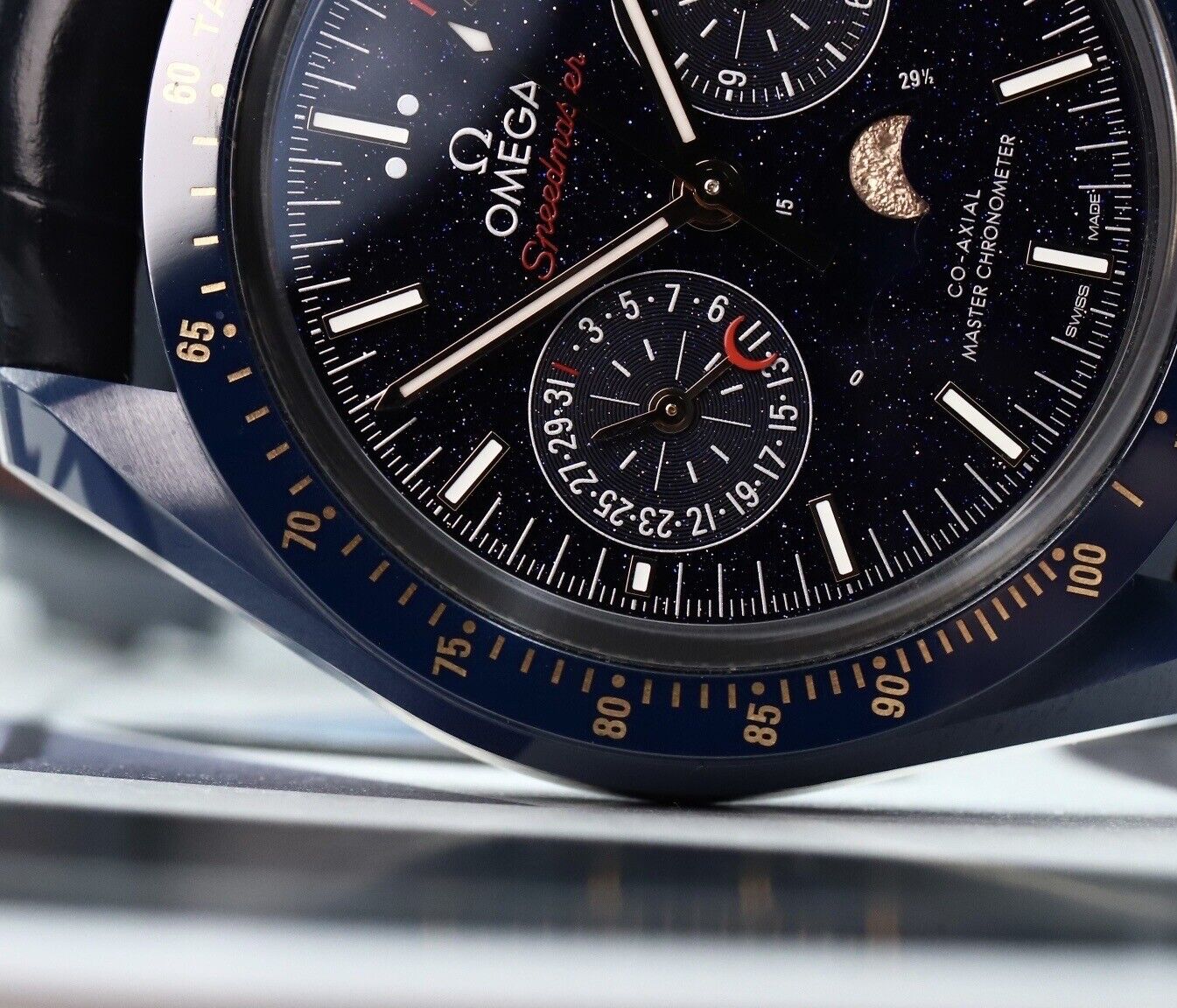 Speedmaster Blue Omega Speedmaster Blue Side of the Moon Aventurine Dial 304.93.44.52.0 ...