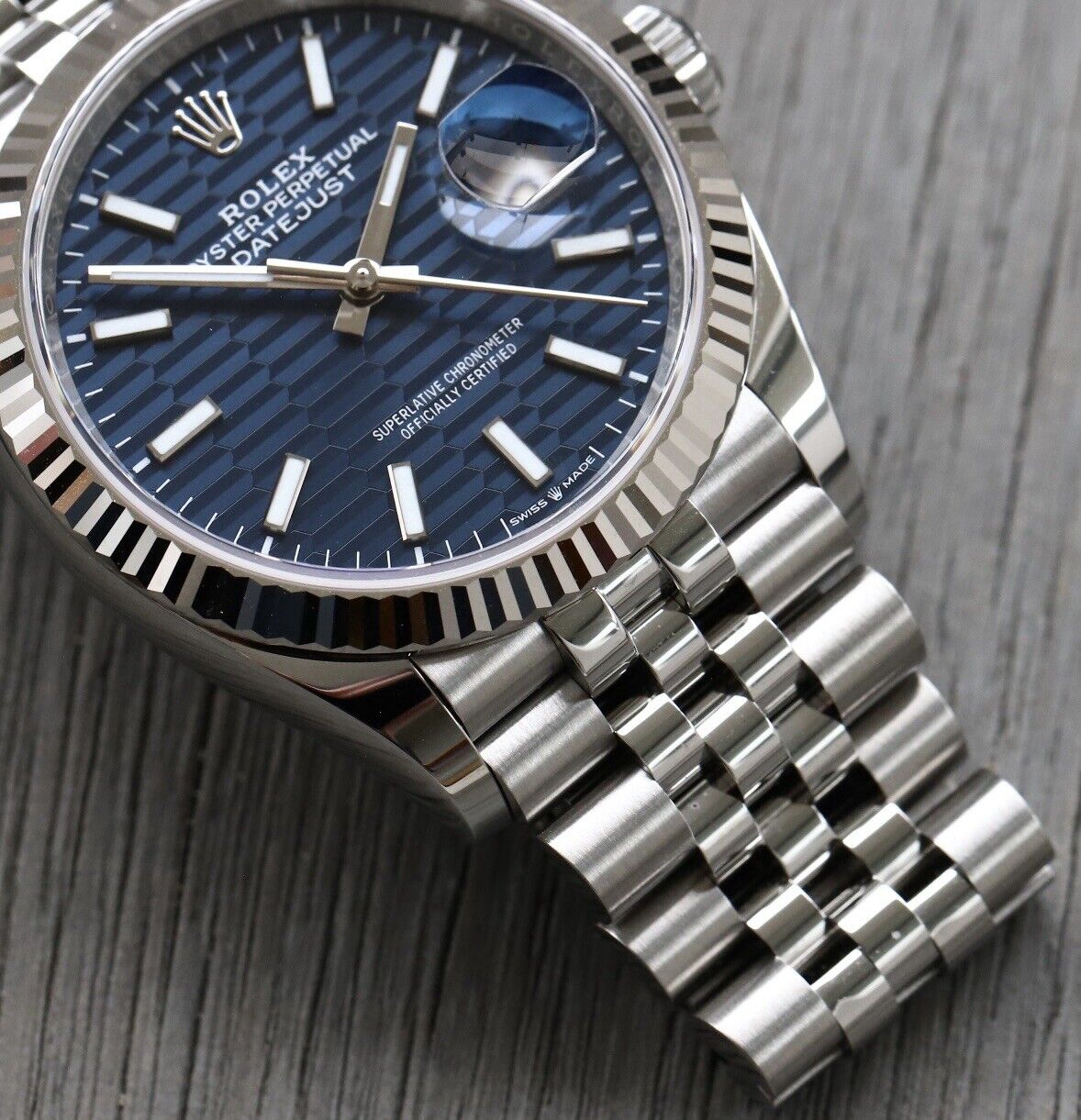Rolex Datejust 36mm Blue Motif Dial Fluted Bezel Jubilee Bracelet 1262 rolex-datejust-36mm-blue-motif-dial-fluted-bezel-jubilee-bracelet-1262