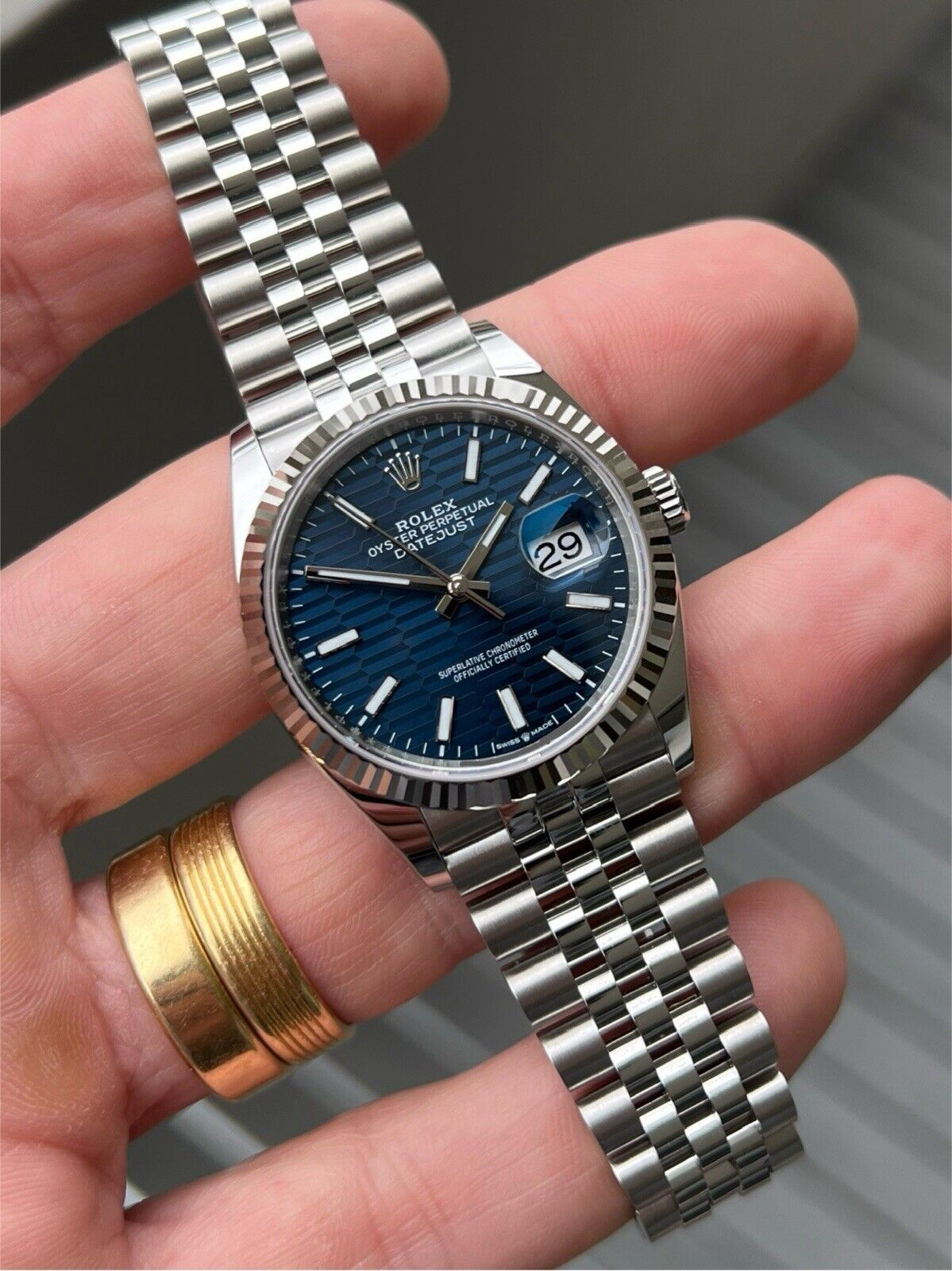 Rolex Datejust 36mm Blue Motif Dial Fluted Bezel Jubilee Bracelet 1262 rolex-datejust-36mm-blue-motif-dial-fluted-bezel-jubilee-bracelet-1262