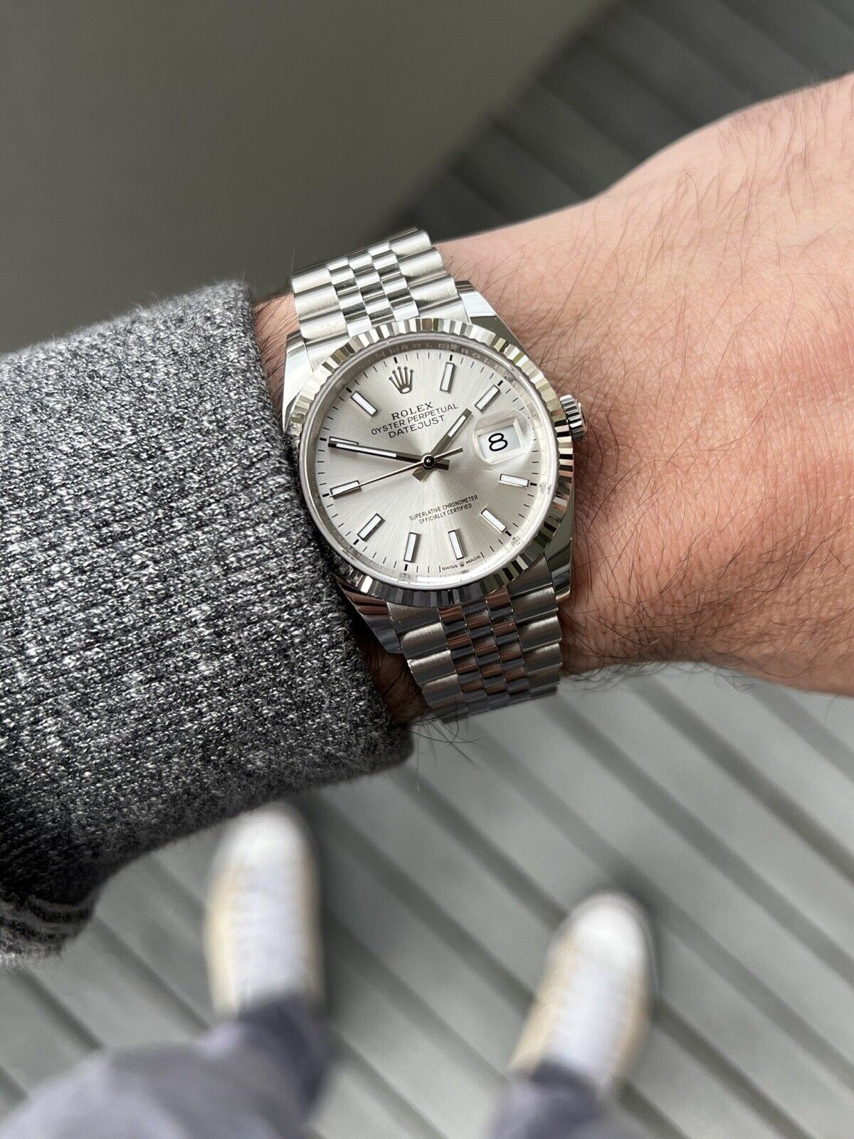 Rolex Datejust 36mm Silver Dial Fluted Bezel Jubilee Bracelet 126234