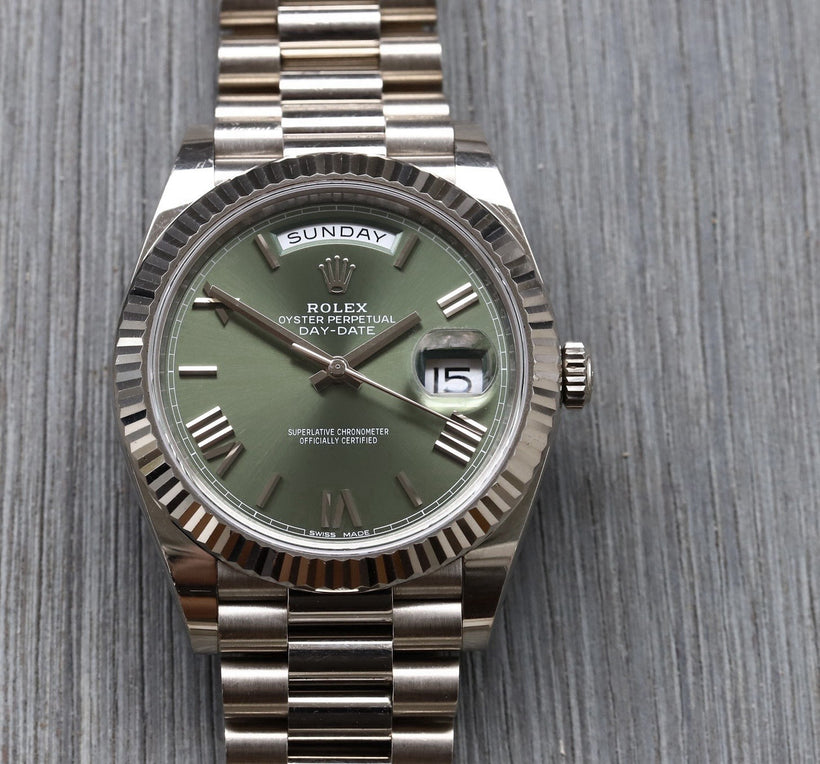 Rolex Day-Date 40 White Gold Olive Green Dial 228239 - 2018