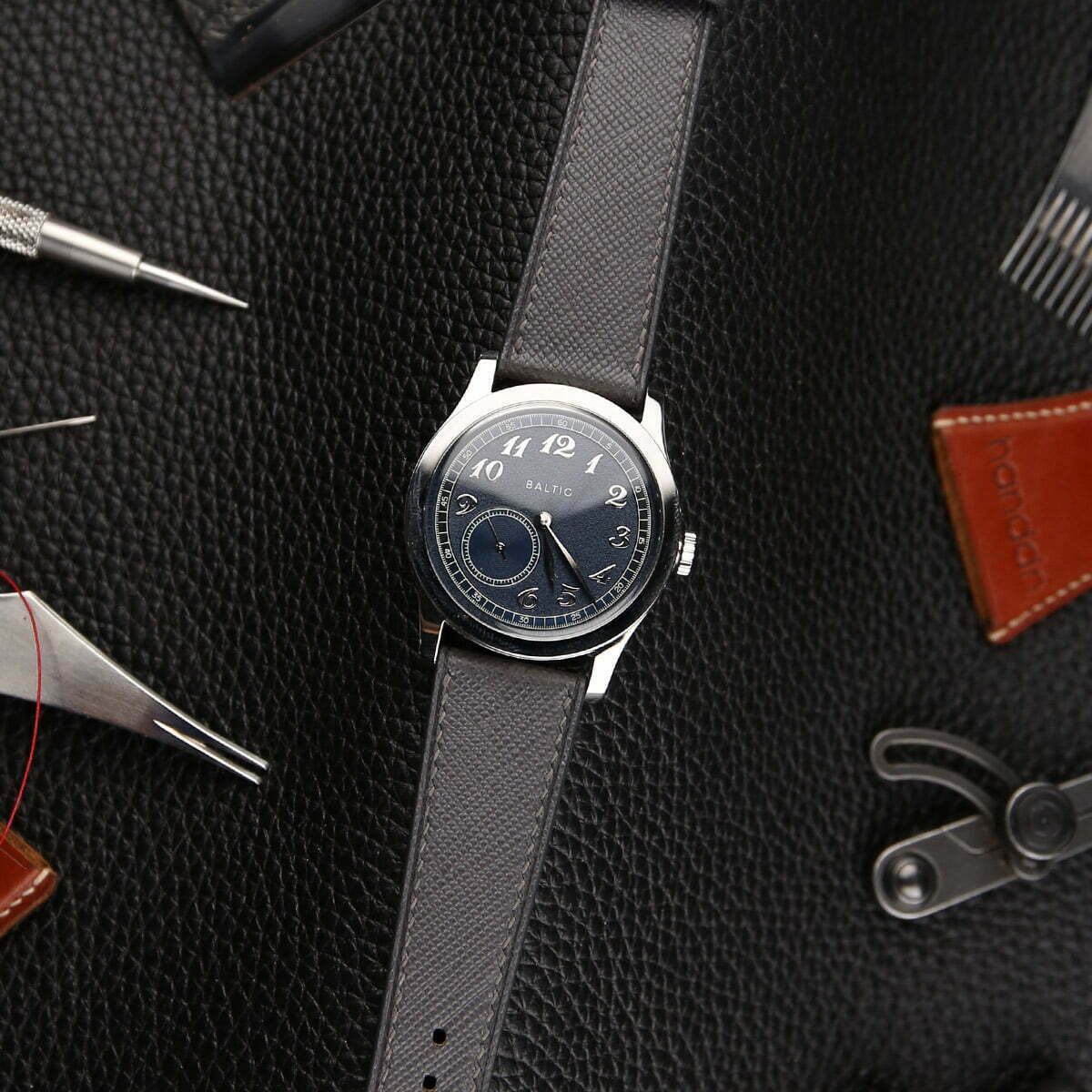 Grey Saffiano Watch Strap Dark Grey Saffiano Leather Strap WV By