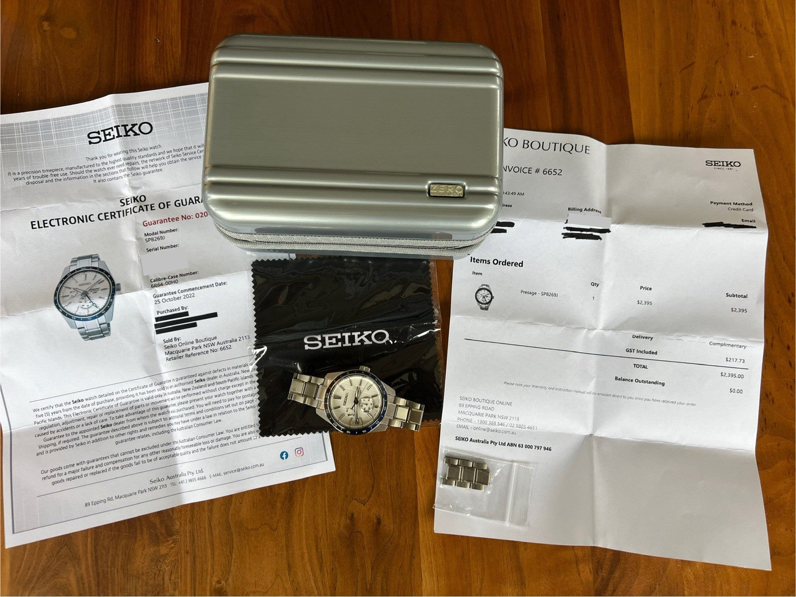 Seiko Presage Sharp Edged Zero Halliburton LE Automatic GMT SPB269J