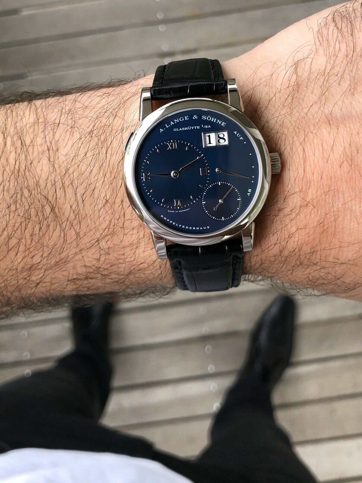 A.Lange &amp; Sohne Lange 1 Doppelfederhaus 101.027 - Blue/White gold - Box and Papers