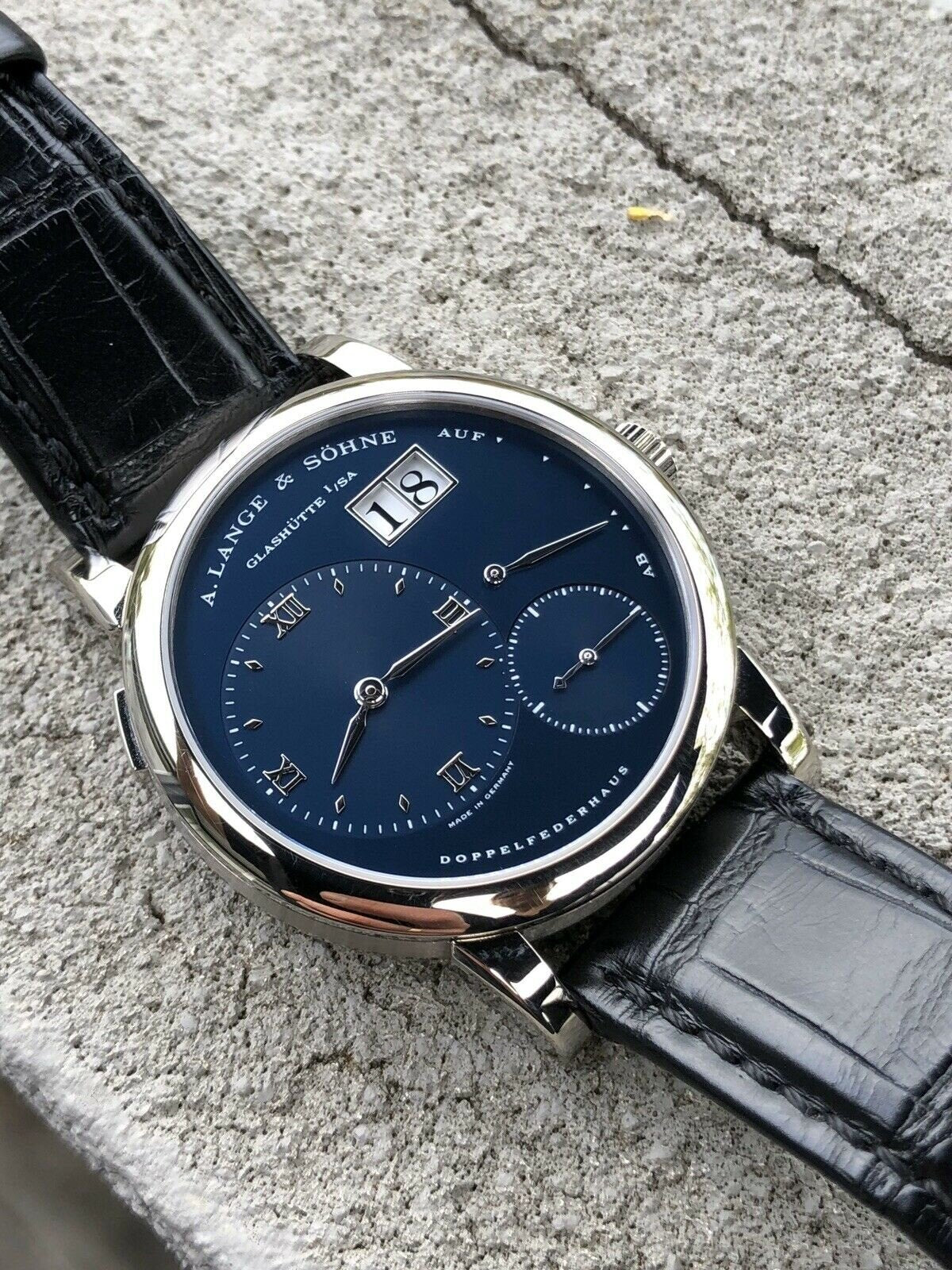 A.Lange &amp; Sohne Lange 1 Doppelfederhaus 101.027 - Blue/White gold - Box and Papers