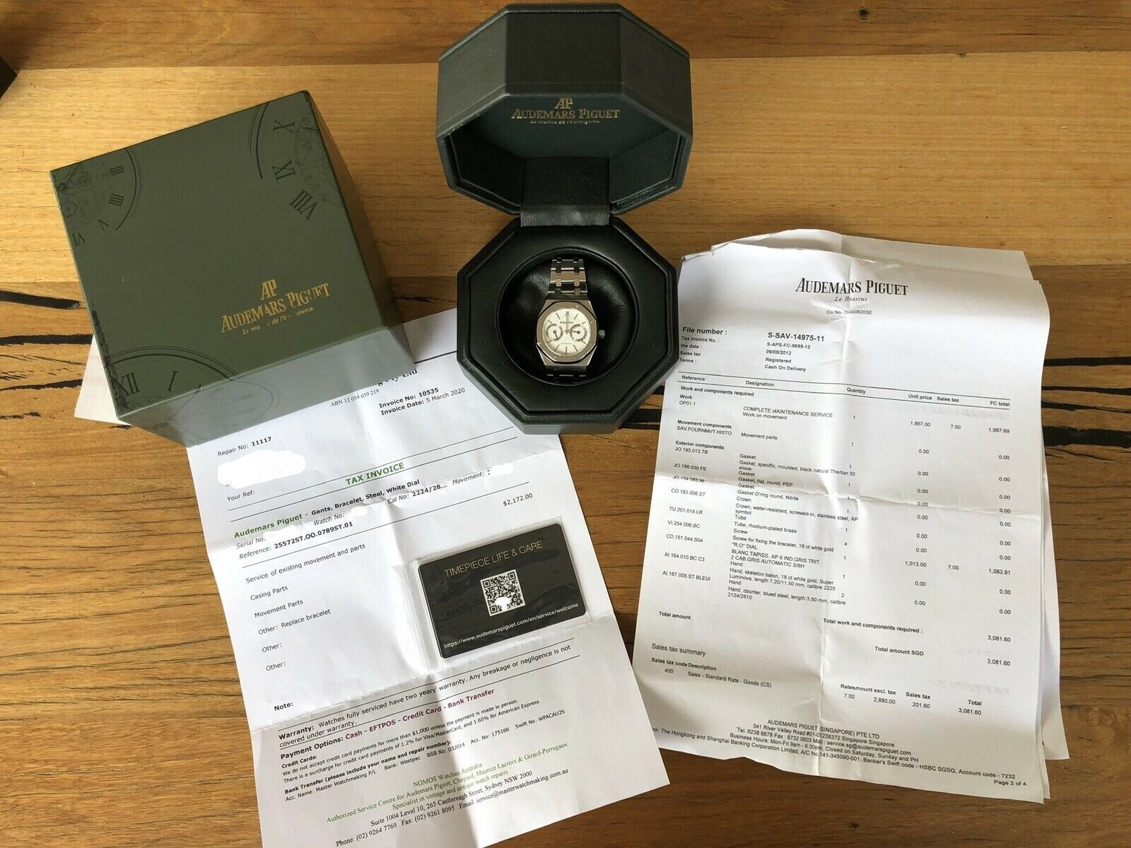 Audemars Piguet Royal Oak 25572ST Owl box and service papers Watch Vault Australia