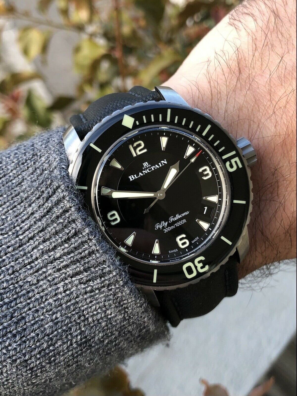 Blancpain fifty fathoms titanium black sale