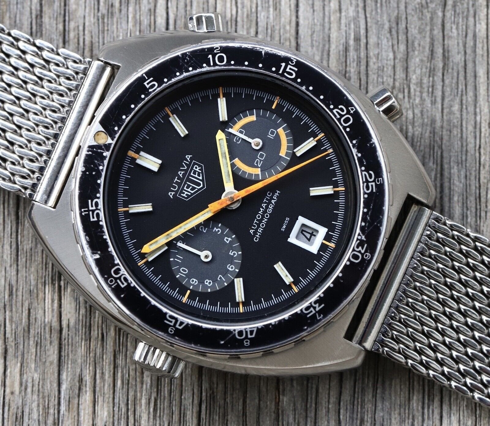Heuer Autavia 11630 MH Orange Boy Vintage Chronograph Watch
