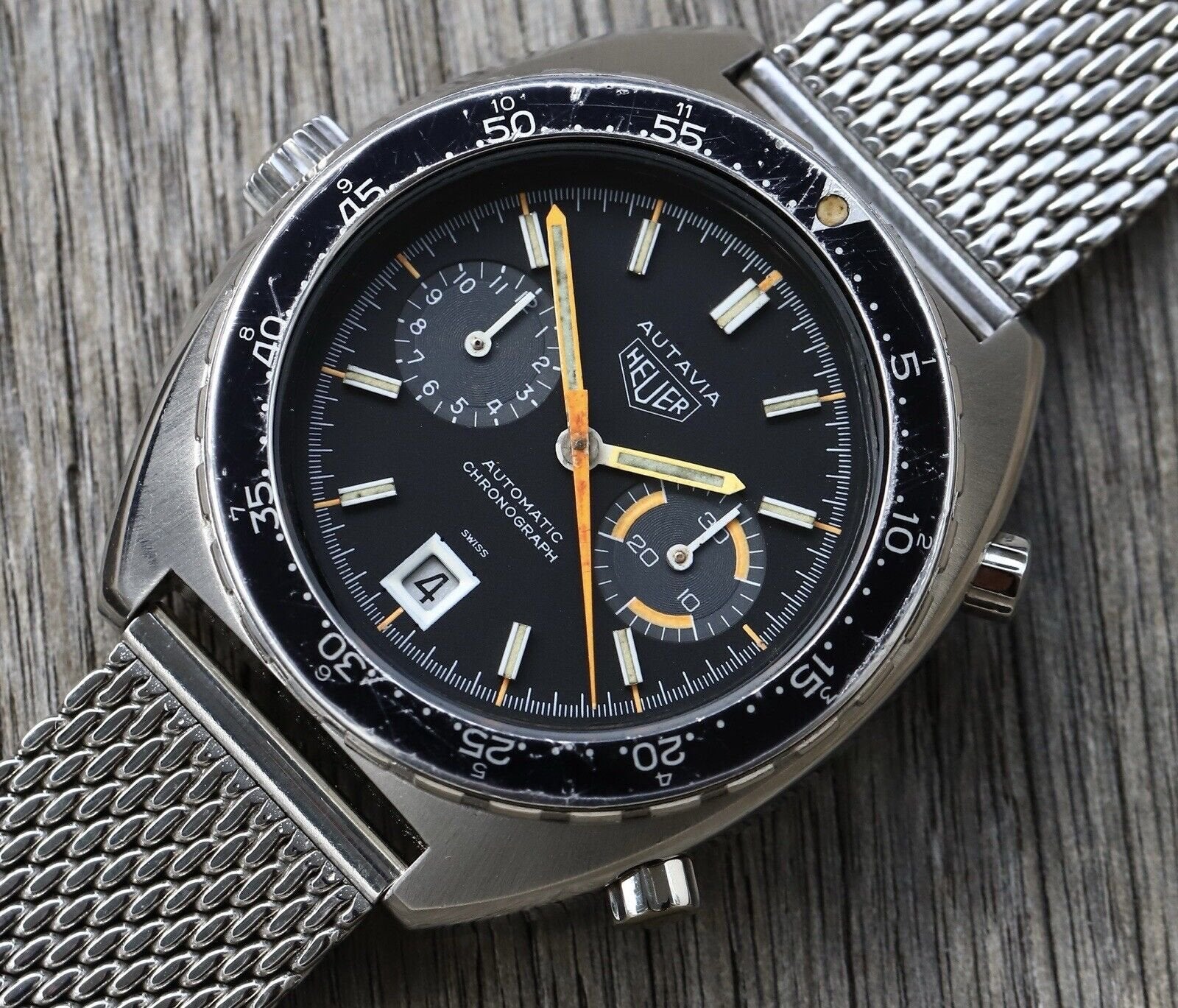 Heuer Autavia 11630 MH Orange Boy Vintage Chronograph Watch