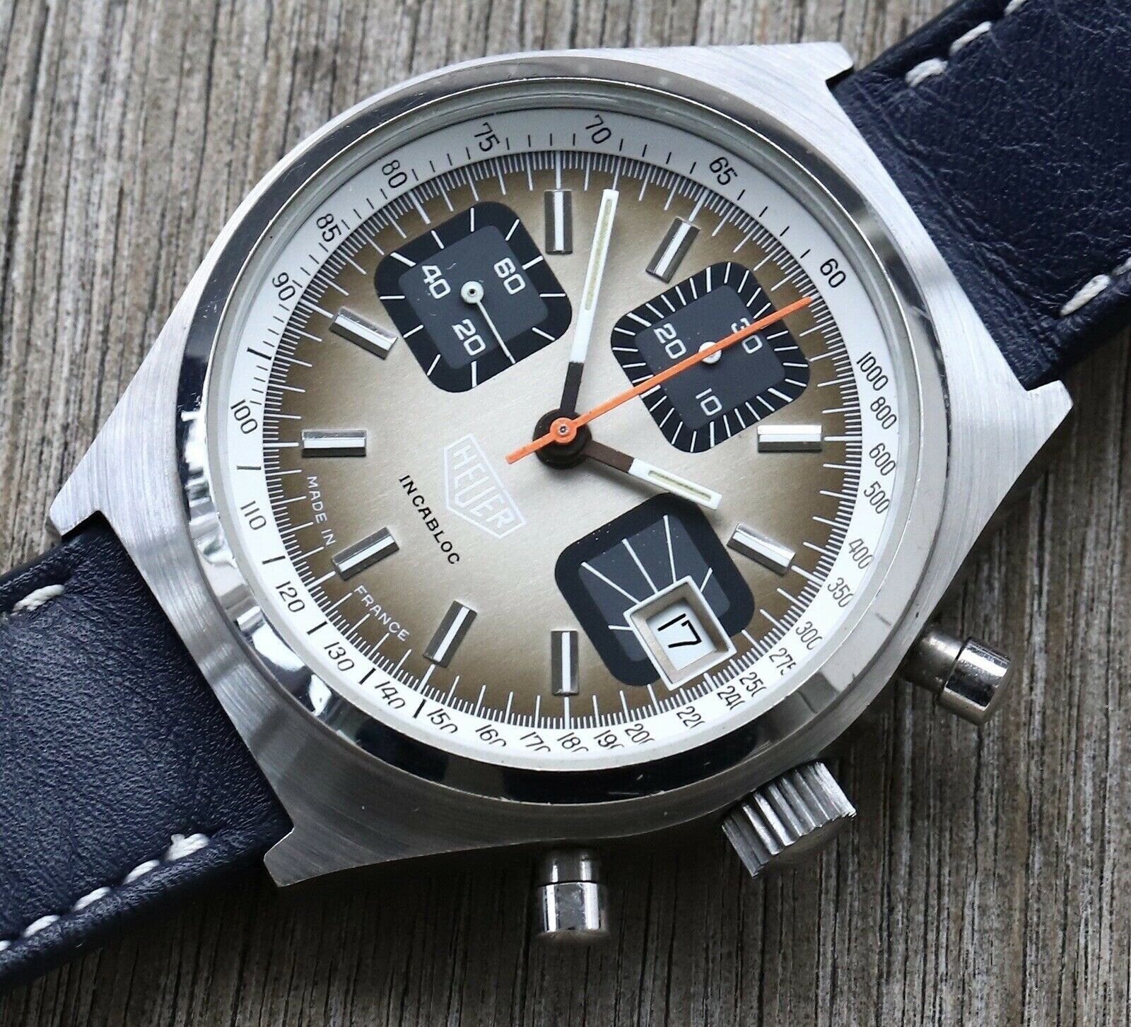 Heuer Incabloc 97517 Vintage Chronograph Made in France Watch