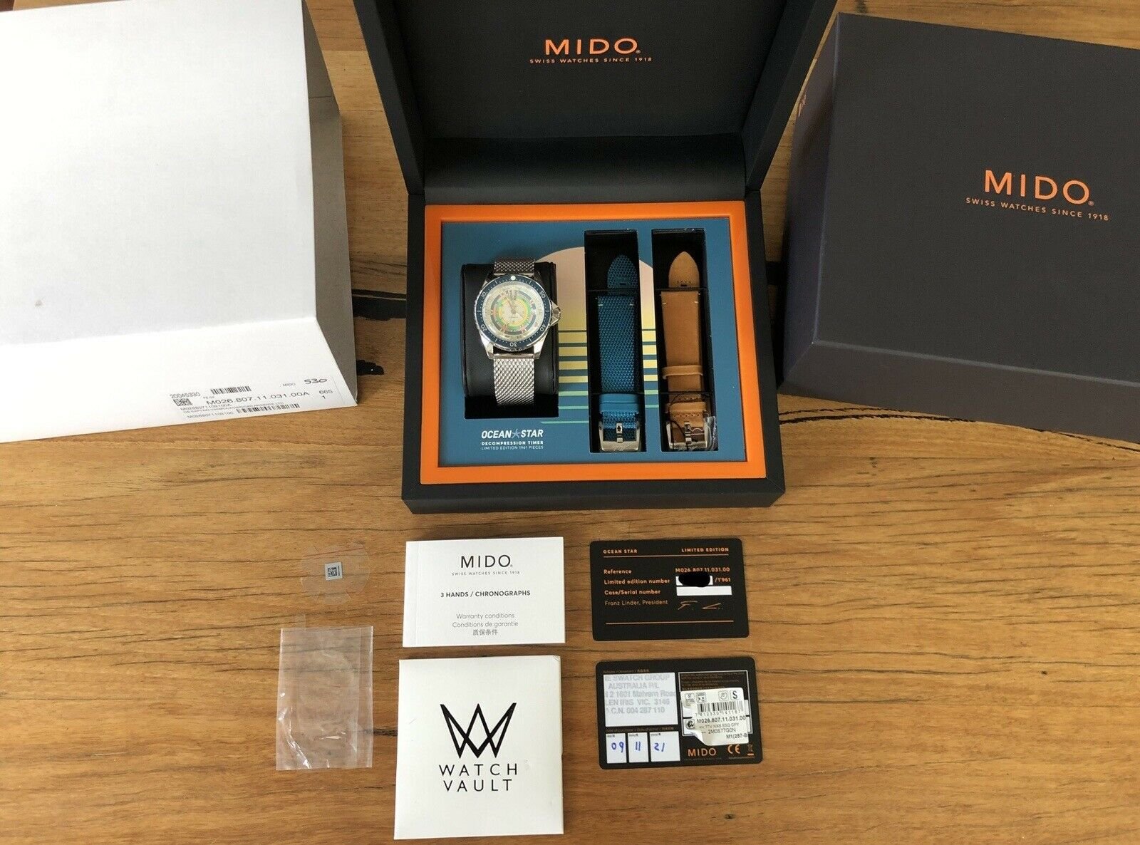 Mido Ocean Star Decompression Timer 1961 LE Turquoise M026.807.11.031.00 - 2021