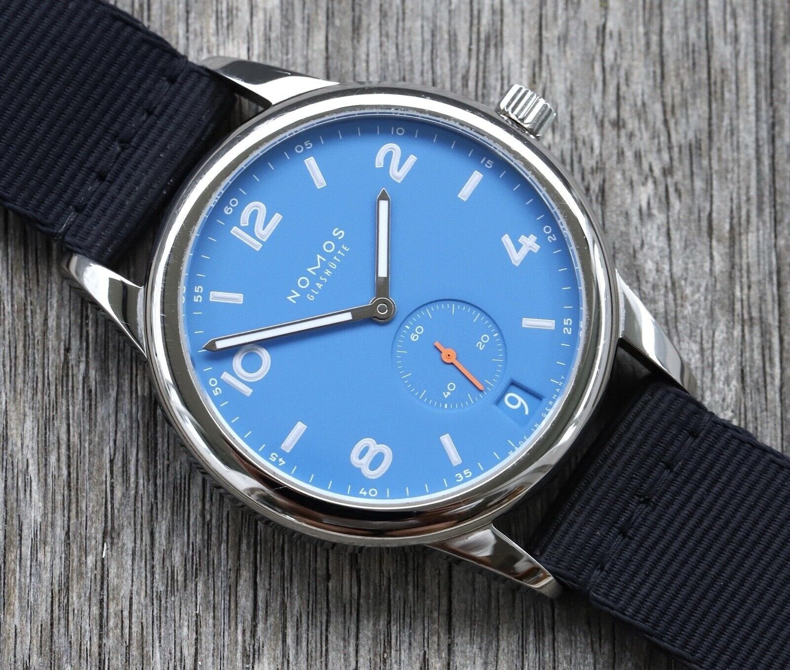 Nomos Club Automat Datum Siren Blue 777 2018 Watch Vault Australia