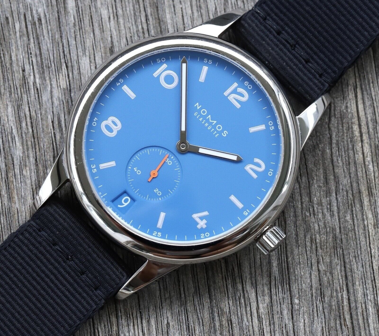 Nomos Club Automat Datum Siren Blue 777 2018 Watch Vault Australia