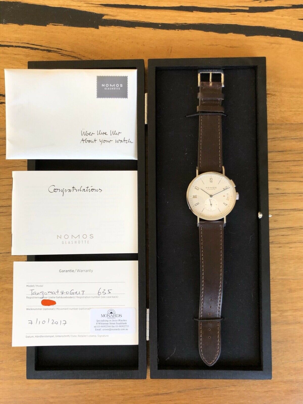 Nomos Tangomat GMT 635 - 2017 with box and papers