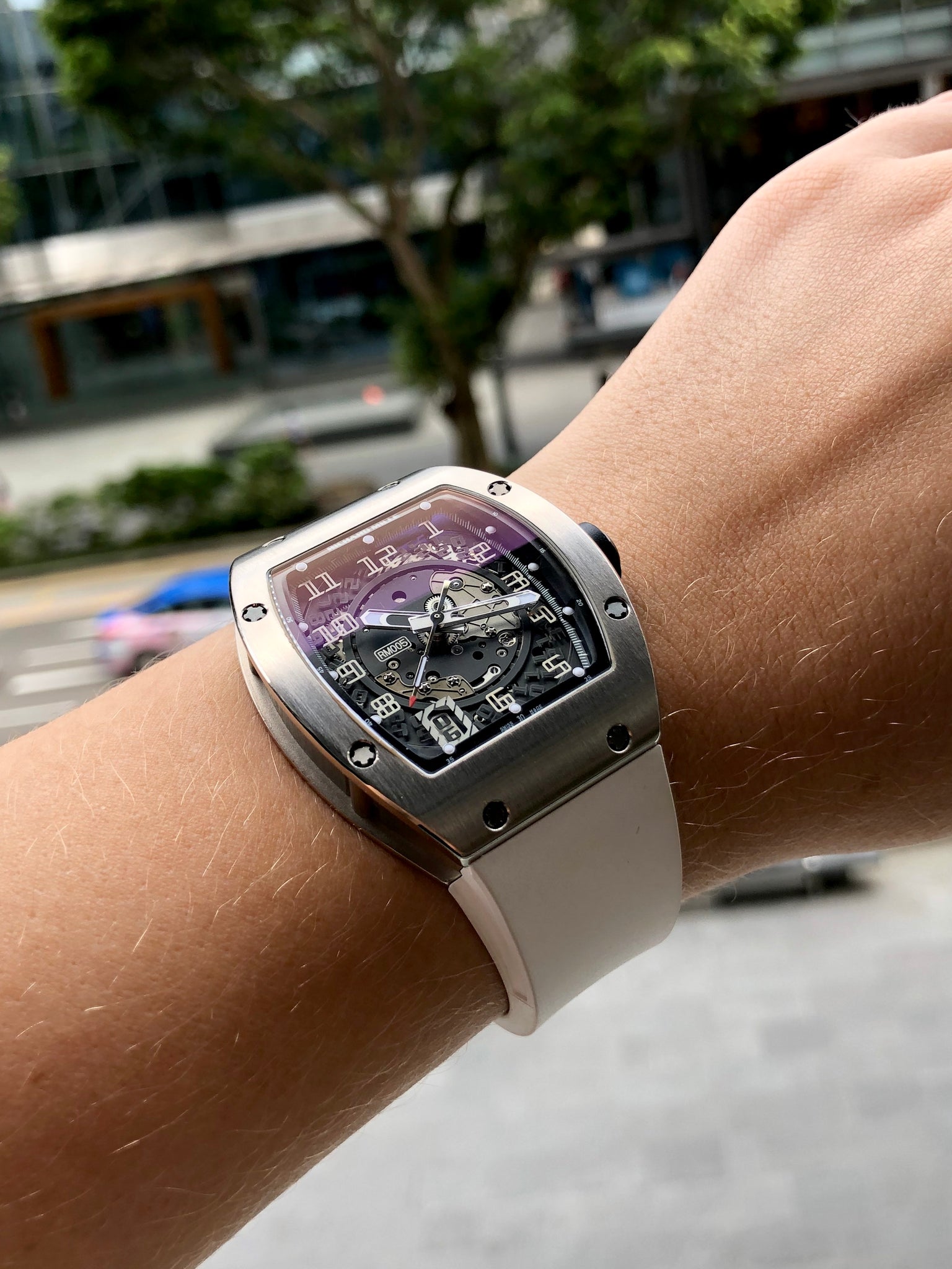 Richard mille rose gold white strap on sale