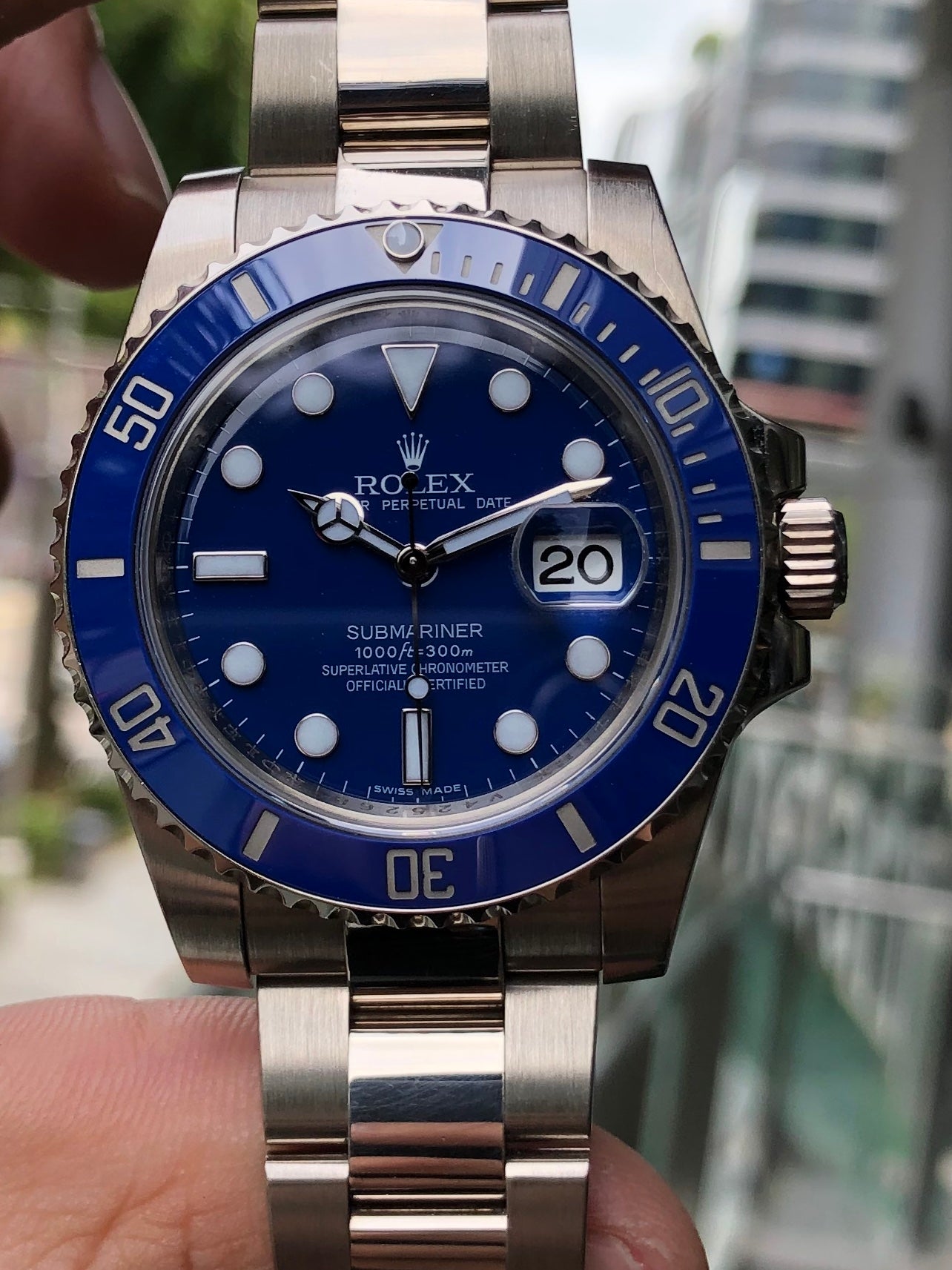 Rolex 18K White Gold Submariner “Smurf”  116619LB