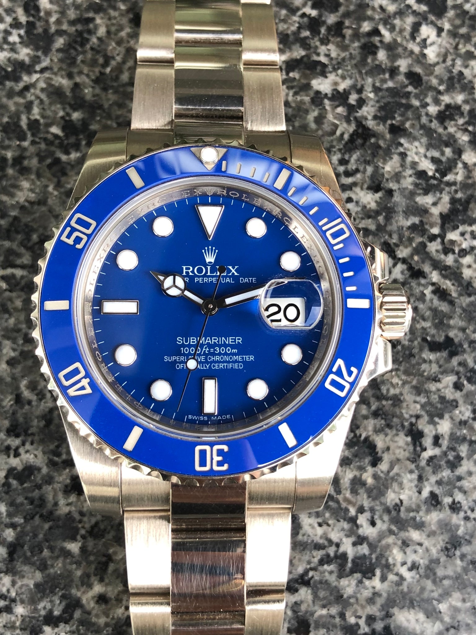 Rolex 18K White Gold Submariner “Smurf”  116619LB
