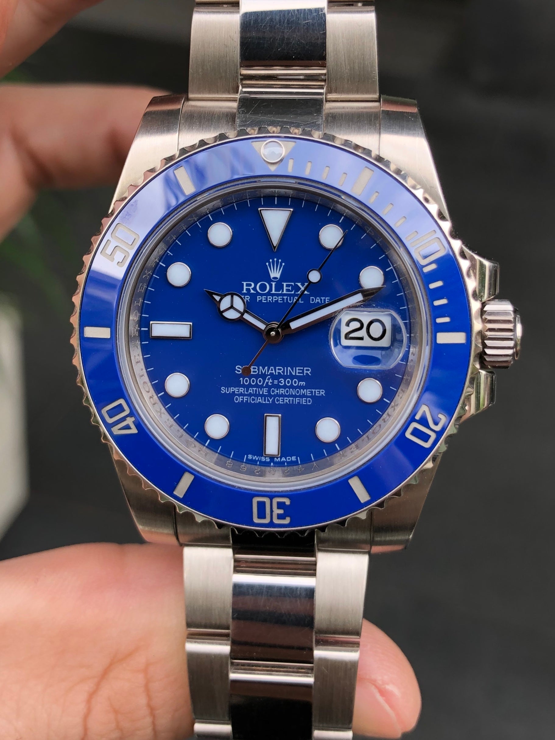 Rolex 18K White Gold Submariner Smurf 116619LB Watch Vault