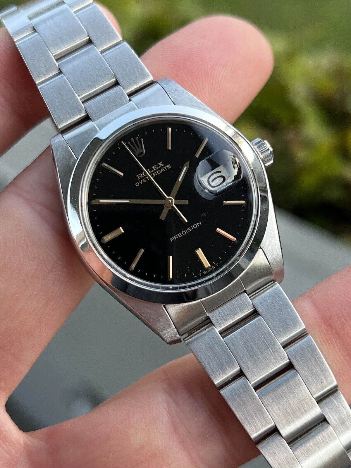 Rolex oysterdate precision black dial outlet