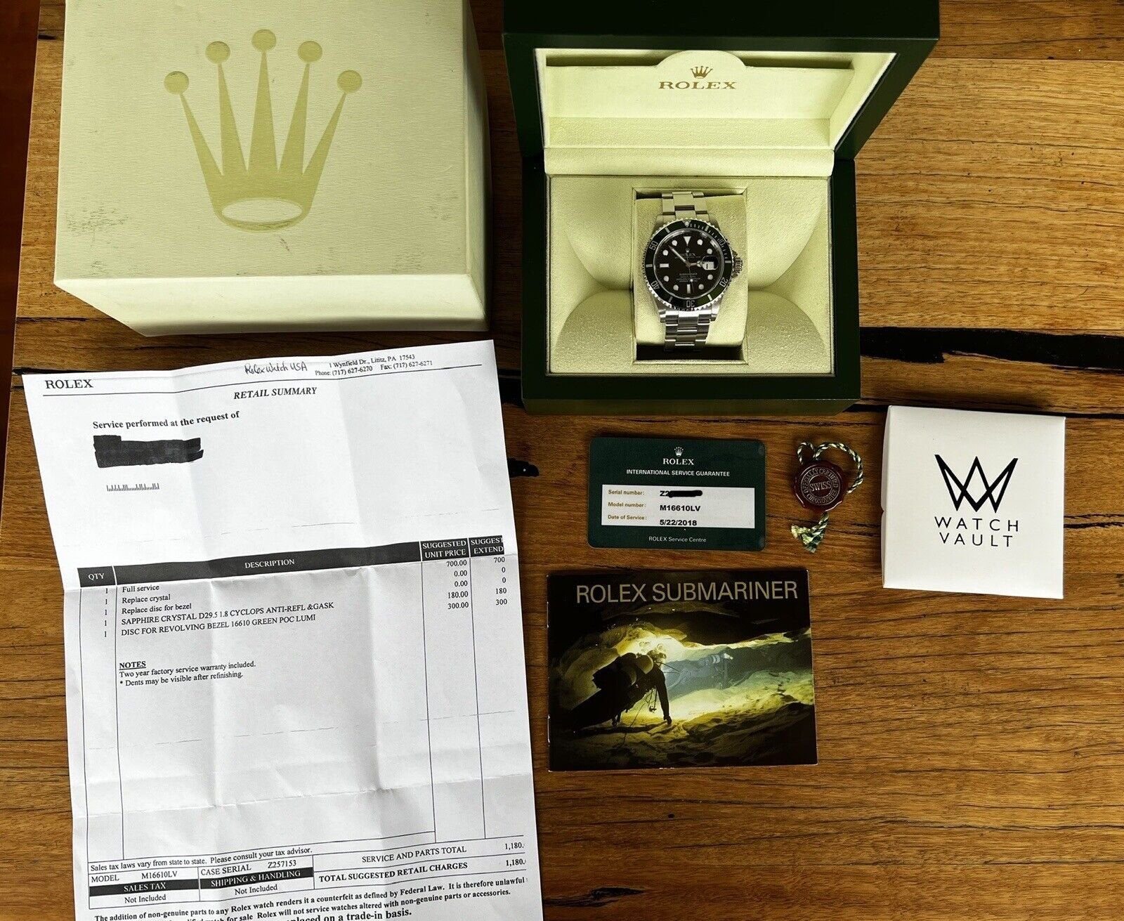 Rolex Submariner 16610LV Kermit Z serial 2006 Watch Vault Australia