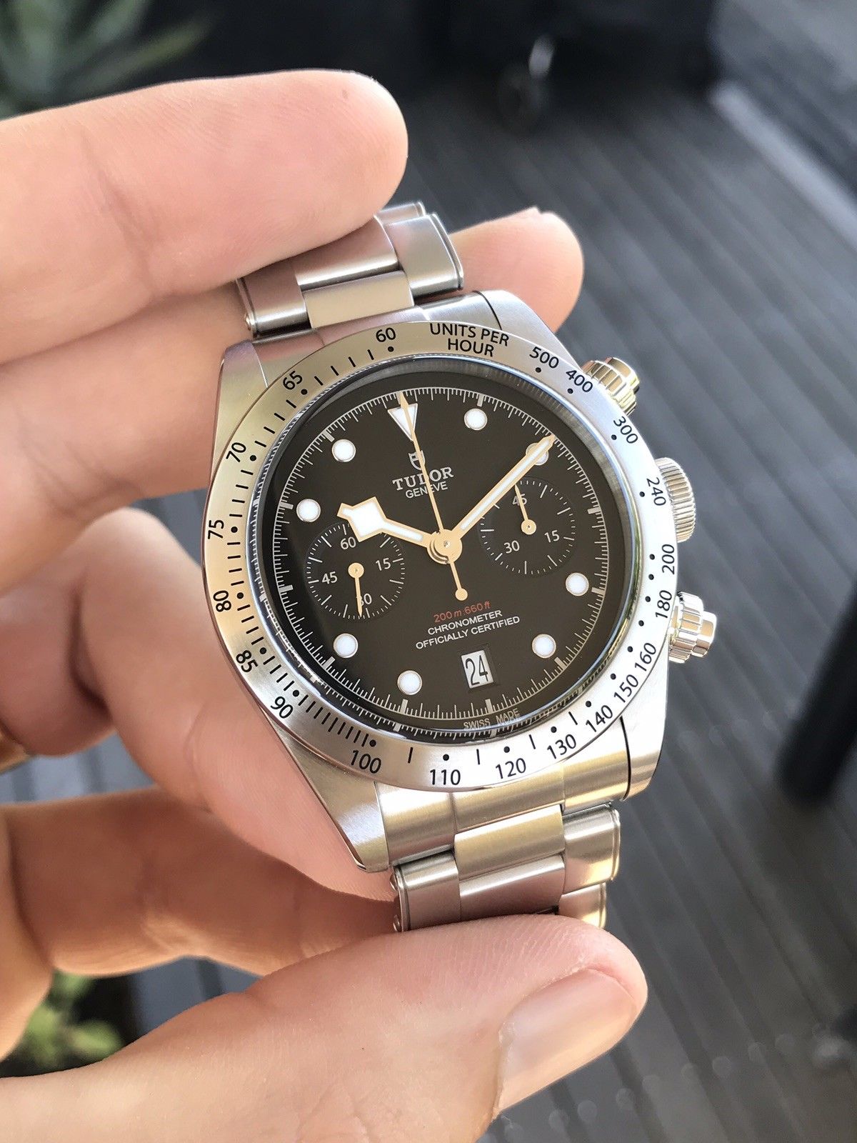 Tudor black hotsell bay chrono 79350