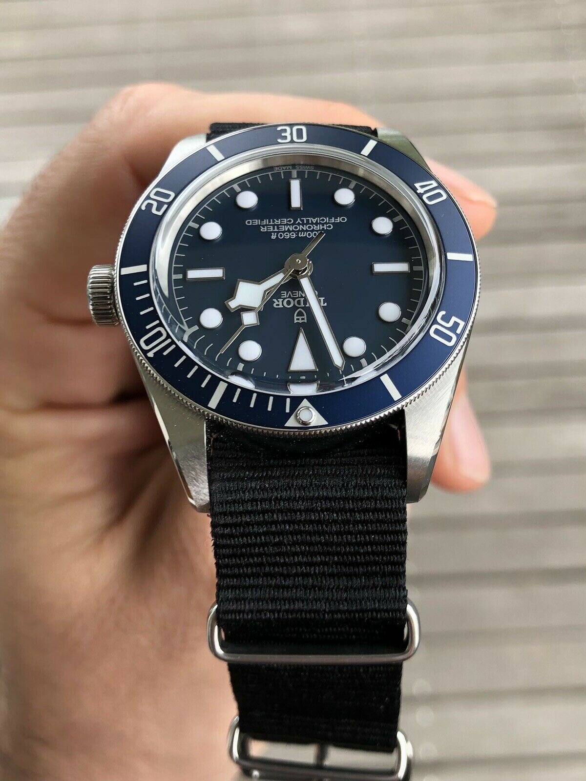 Tudor black store bay blue nato