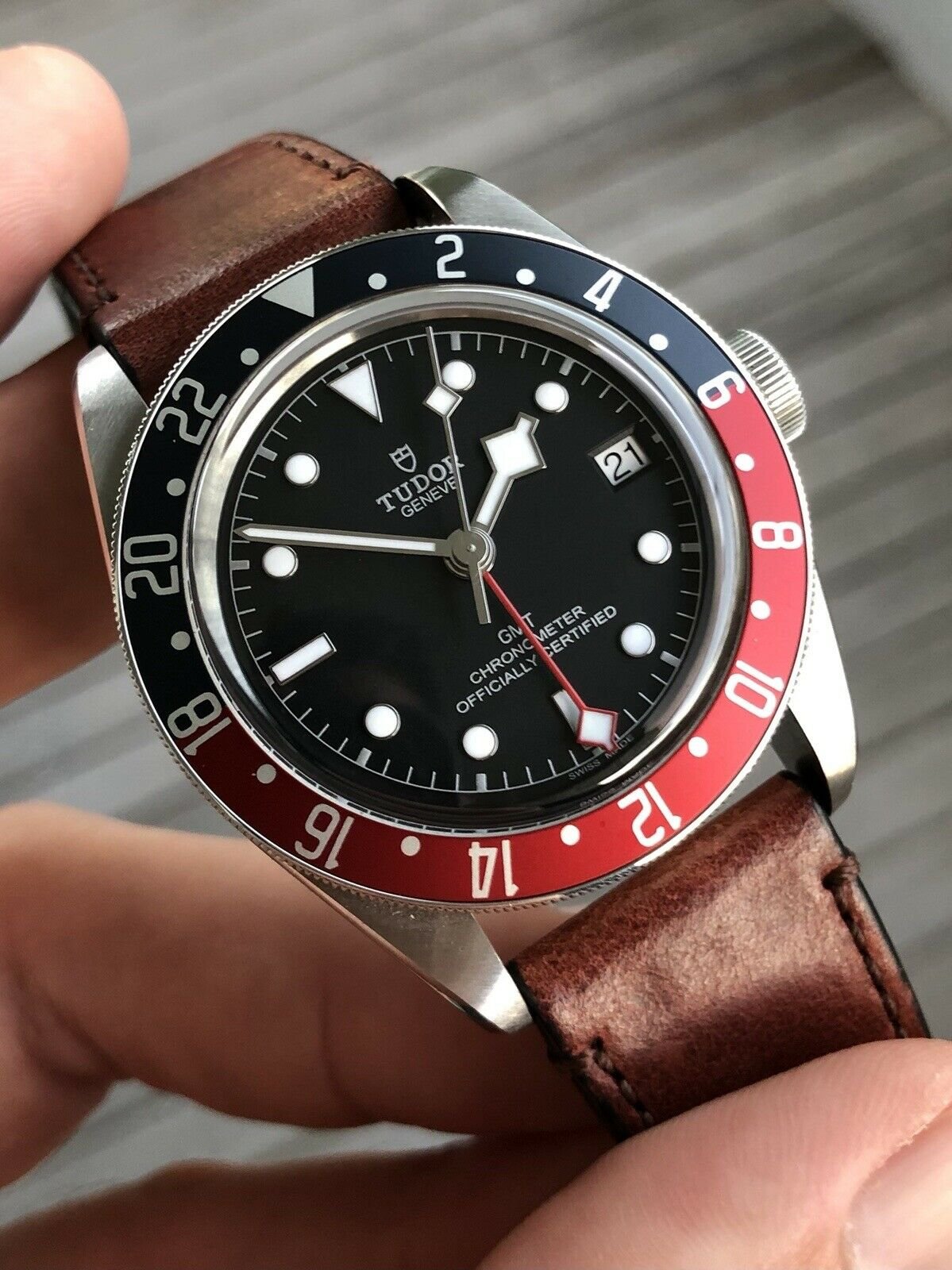 Tudor gmt pepsi leather sale