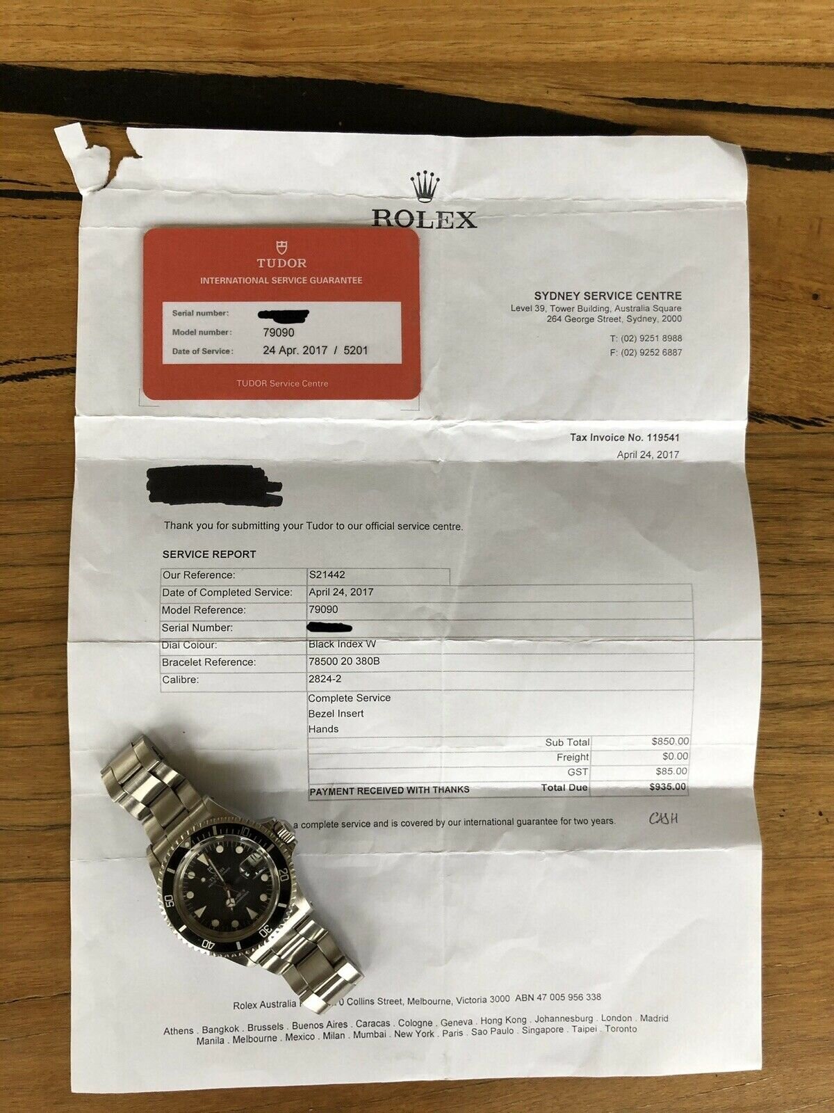 Tudor Submariner 79090 - 1989 w/ 2017 Service